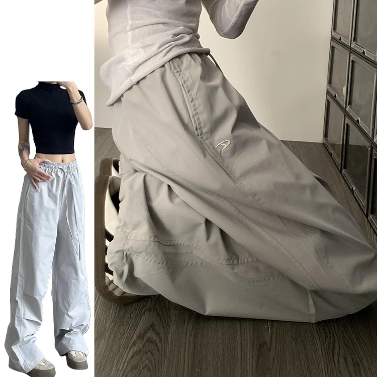 American High Street Style Women's Cargo Pants Spring Summer 2026 New Slimming Drapey Loose Sweatpants Folded Hem