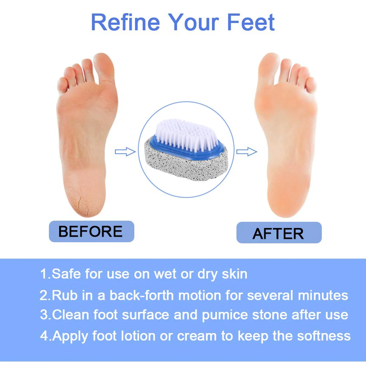 

6Pcs Multifunctional Double-Sided Foot Beauty Brush Callus Stone Remover Pumice Feet Scrubber Fresh Natural Design Long-Lasting