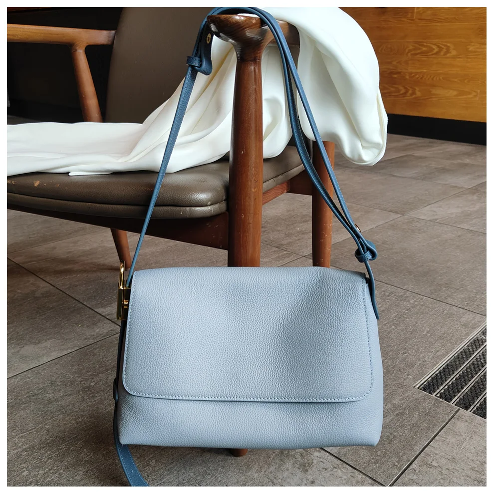 genuine leather women shoulder crossbody blue bag luxury designer high quality soft cowhide ladies black handbag beige
