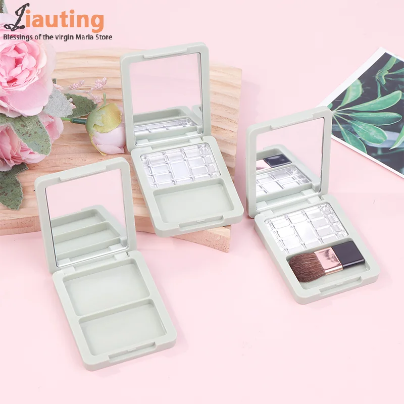 Empty Rouge Palette Eye Makeup Storage Dish With Mirror For Women Girls Makeup Beginners DIY Eye Shadow Rouge Storage Box Tools