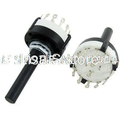 2 Pcs 6mm Round Shaft 2 Pole 6 Positions Rotary Switch 350mA 125V AC Ehyzu