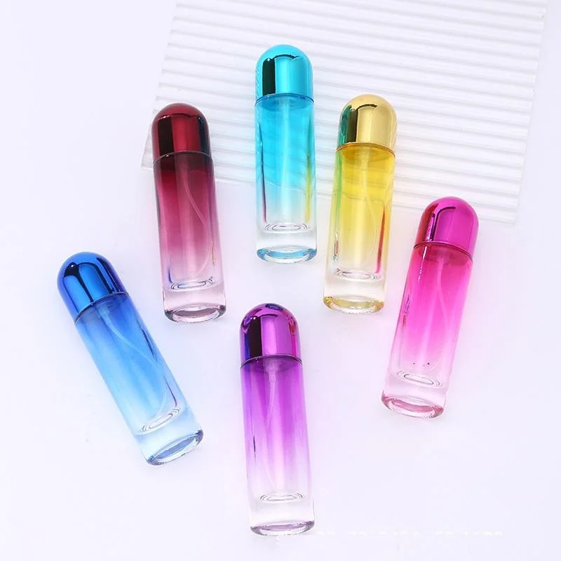 6Pcs 30ml Luxurious Perfume Bottles, Colorful Gradient Glass Perfume Spray Empty Bottles, Cylindrical Perfume Refill Bottles