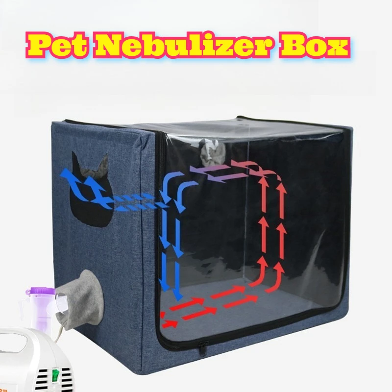 Foldable Pet Nebulizer Cage Oxygen Therapy Box Cats Dogs Breathing Relief Portable Bathing Washing Drying House Collapsible Use