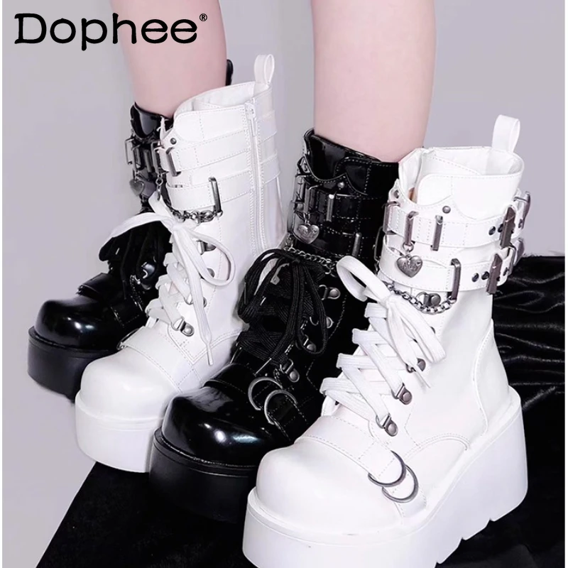 

Original Subculture Punk Style Black Versatile Short Boots Autumn Winter New Girls Sweet Cool Fashion Versatile Boots Mine Pumps