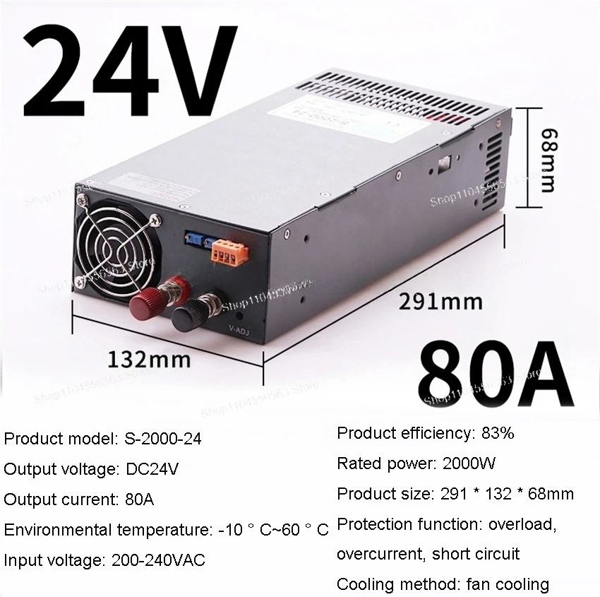 2000W High Power Switching Power Supply 24V 36V 48V Transformer Constant Voltage Current Digital Display Adjustable 220V/110V