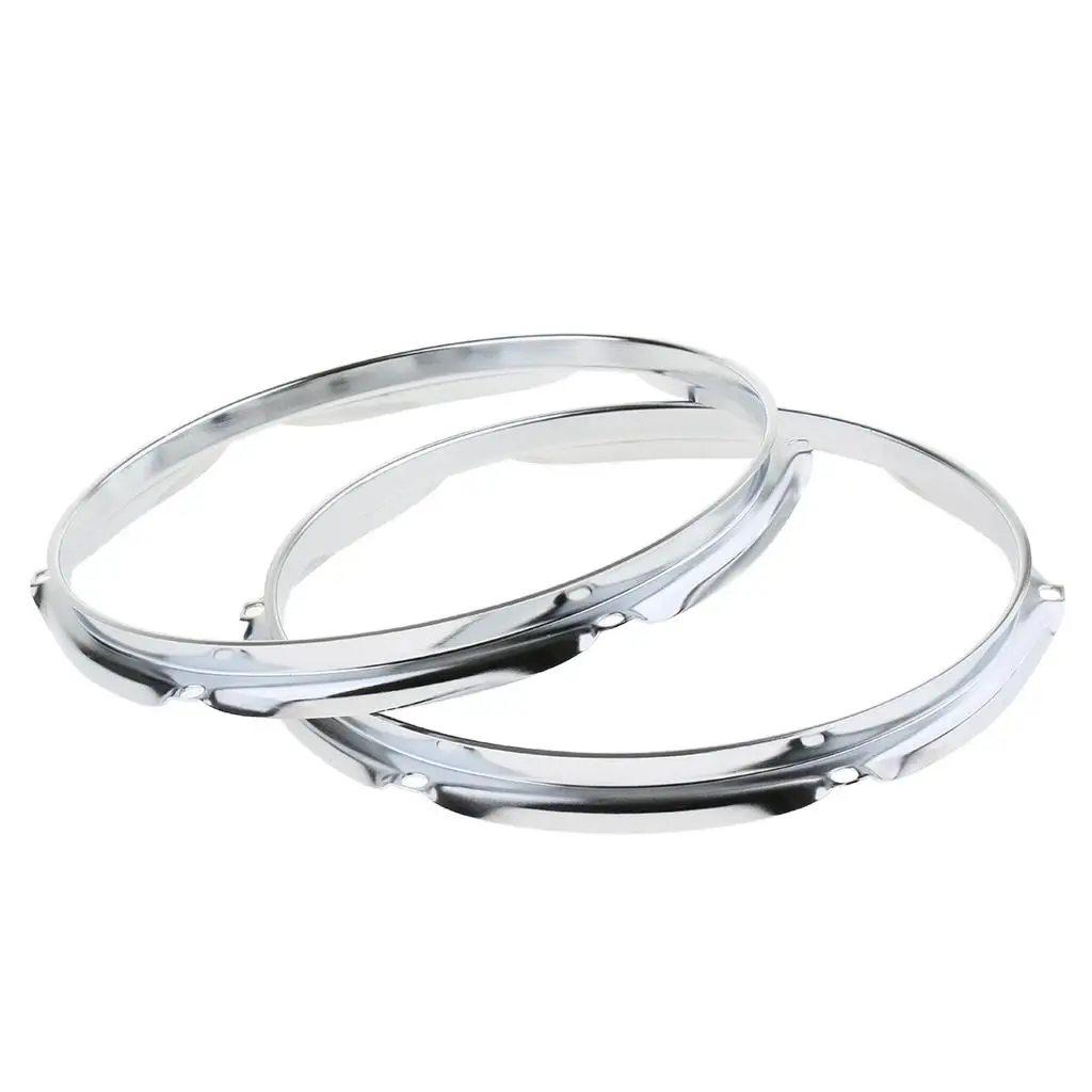 Tooyful 1 Pair Iron Tom Drum Die Cast Hoop Rim Rings Silver for Drum-player Percussion Instrument Accessory