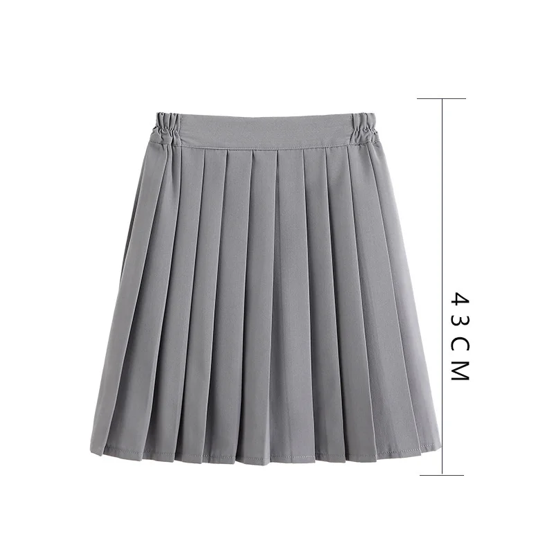 Women Schoolgirls High Waist Pleated Skirts Harajuku 3 Types Lengths Solid Casual Black Gray Korean Style Uniform Skirt School