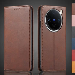 Magnetic attraction Leather Case for Vivo X100s Pro / Vivo X100 Pro Holster Flip Cover Case Wallet Phone Bags Fundas Coque