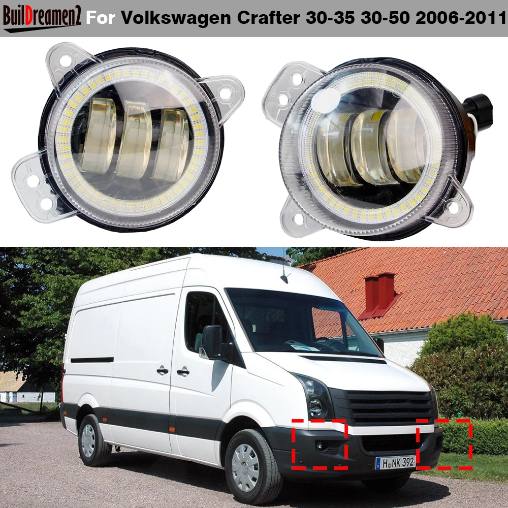 

2 X 30W Car Left + Right LED Fog Light DRL Angel Eye Daytime Running Lamp 9006 For VW Volkswagen Crafter 30-35 30-50 2006-2011