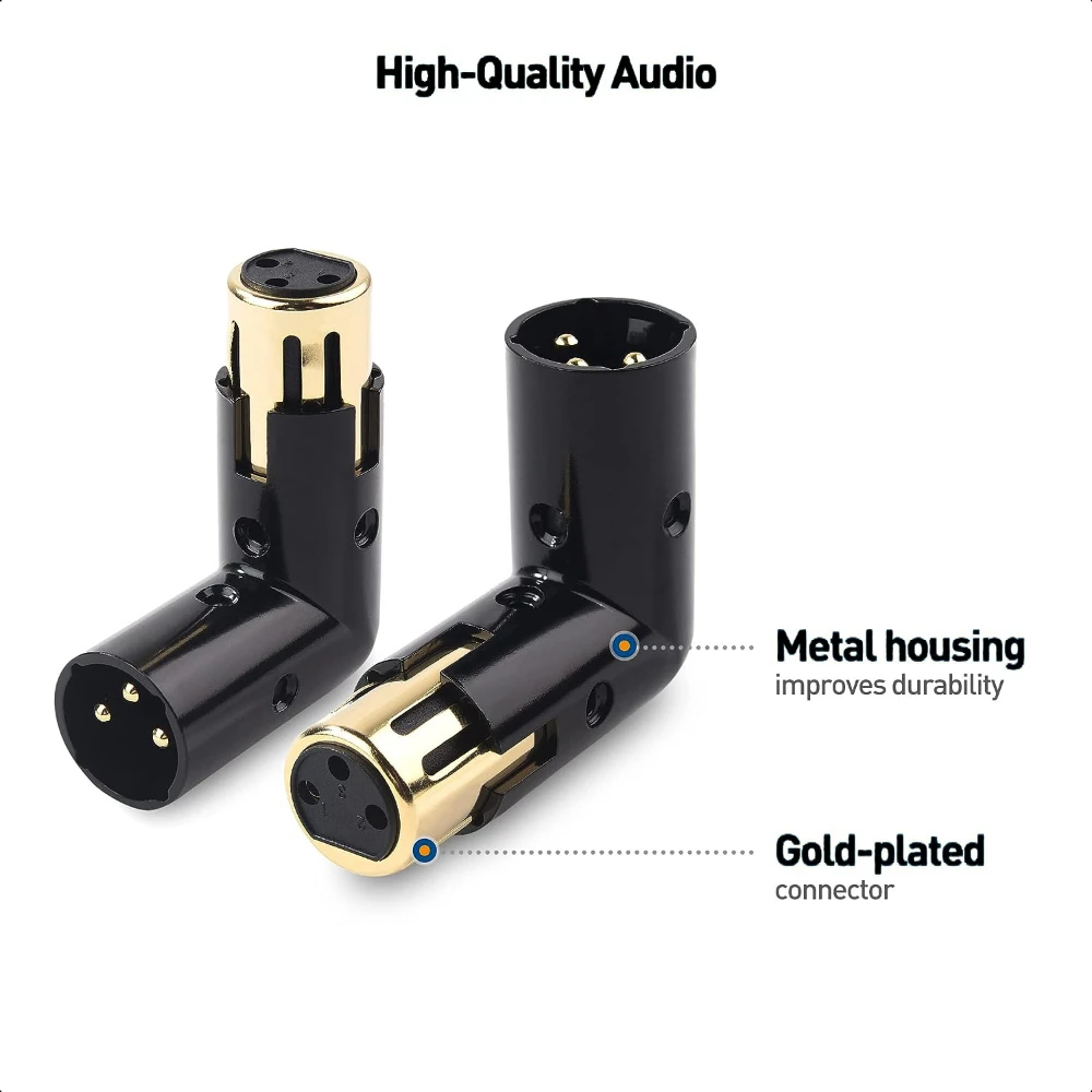 90 Degree 3Pin XLR Canon Connectors Rotating Male to Female to Male Bending Angle Mixing Console with Variable Conversion Plug