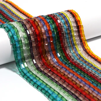 1 Strand Rectangular Glass Crystal Beads Colorful Loose Beads For Jewelry Making DIY Bracelets Necklace Accessories Handmade