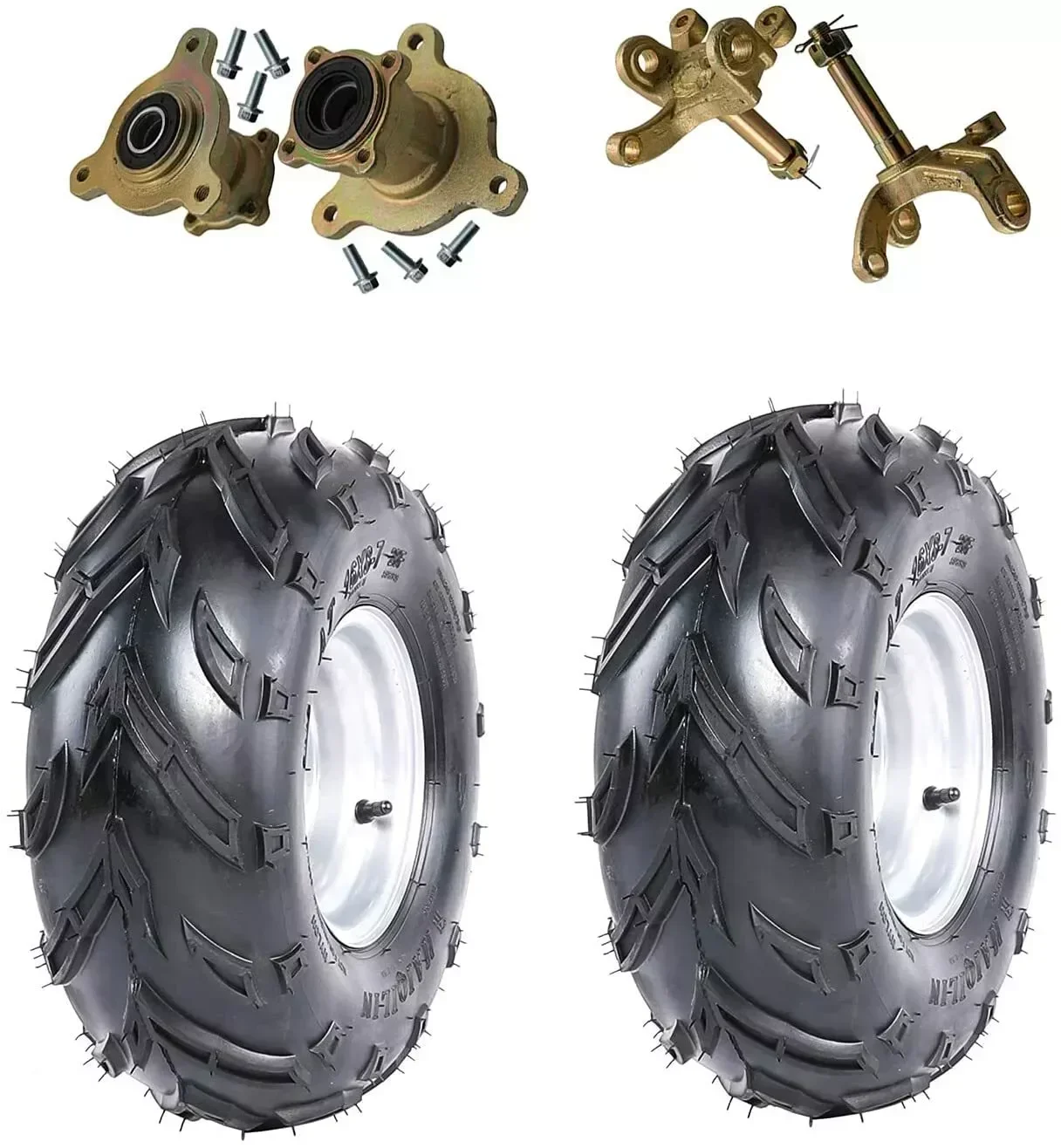 Go Kart  2 Pack 3 Bolt 7 inch Tires 16x8x7 Wheel Rim Tires 160LBS Max Load & 17mm Stub Axle Hub 110cc 125cc Quad ATV Buggy