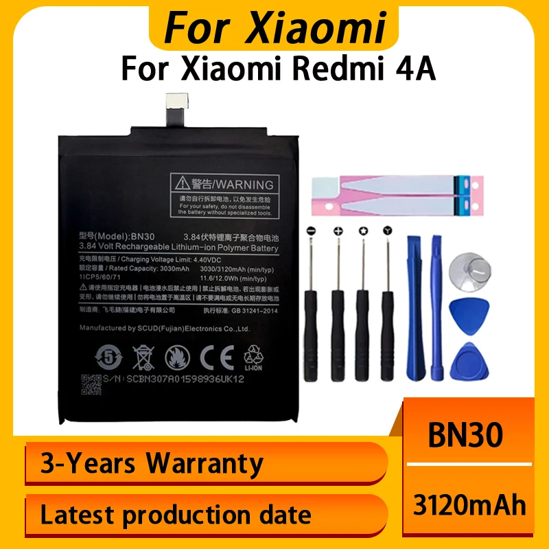 

NEW 100% 3120mAh Battery BN30 For Xiaomi Redmi 4A Redrice Hongmi 4A Mobile Phone Batteries Bateria Batterij +Tools