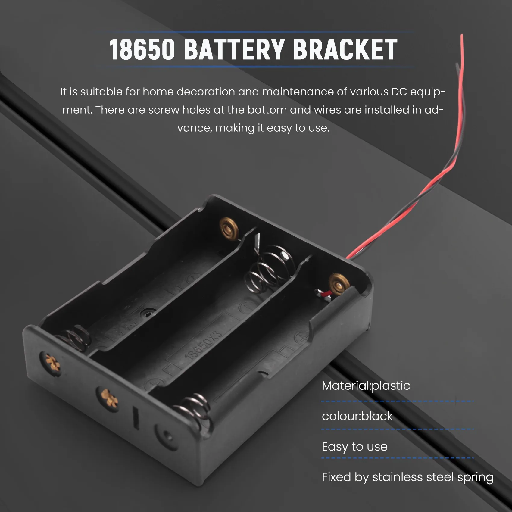 12PCS 18650 Battery Holder Bundle With Wire Battery Holder Case 3.7V, 1/2/3/4 X 3.7V Series DIY Battery Storage Boxes-Y18A