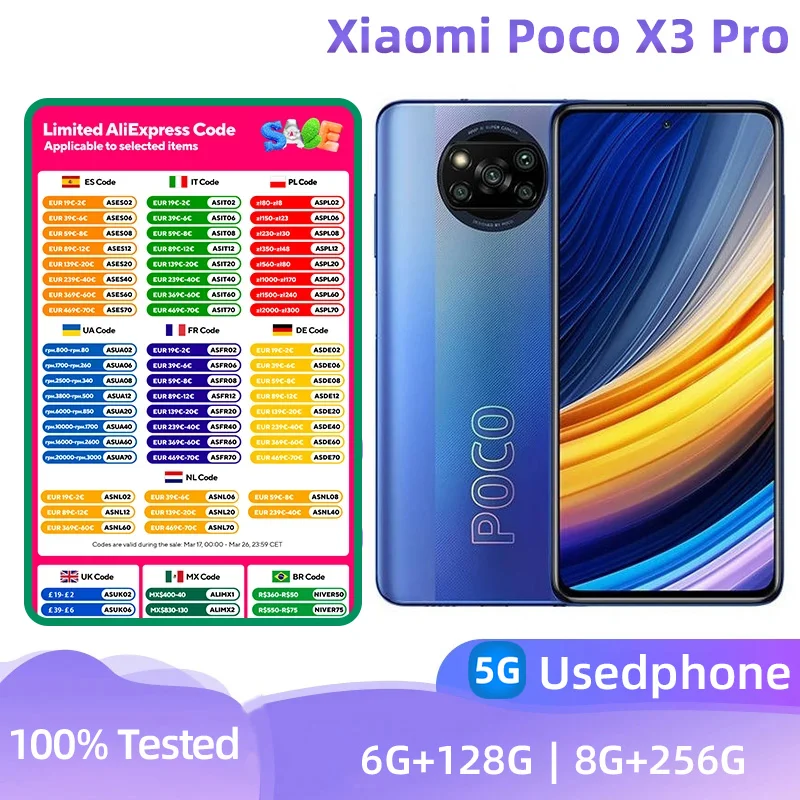 Xiaomi POCO X3 Pro 4G 6.67-inch screen smartphone CPU Qualcomm Snapdragon 860 battery capacity 5160mAh 48MP camera used phone