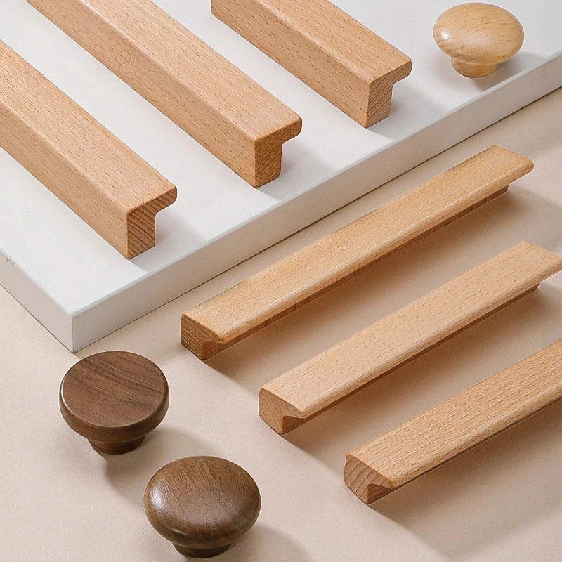 Nordischer Möbelgriff aus Holz für Schranktüren, Schubladen und Kleiderschränke aus massivem Buchen- oder Walnussholz – Detail 1