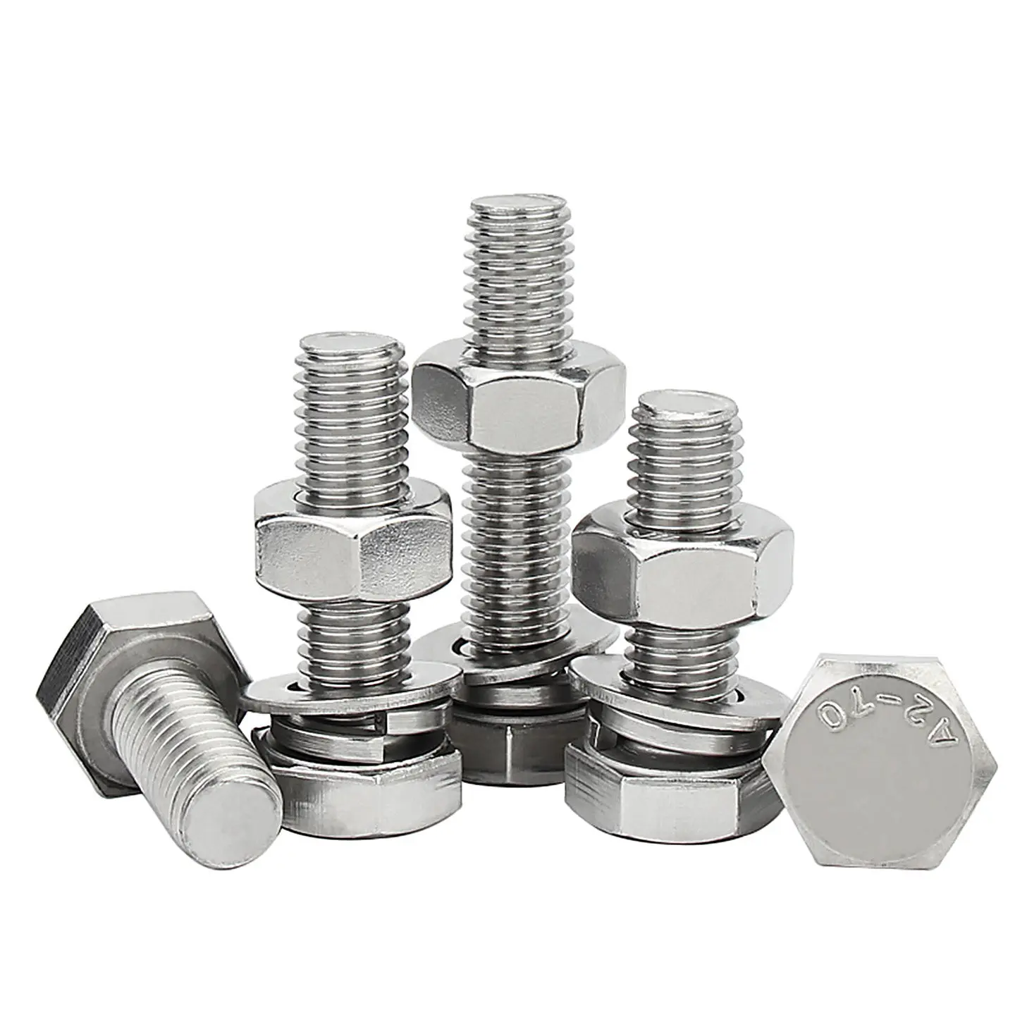 304 Stainless Steel External Hexagon Bolt Nut Andflat Washerspringgasket Combination Screw M3 M4 M5 M6 M8 M10 M12 M14 M16