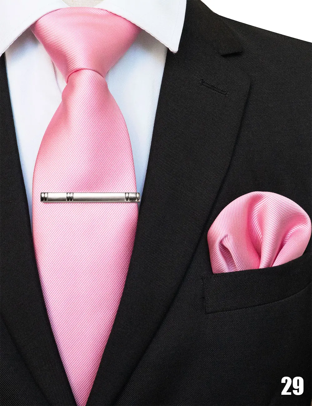 EASTEPIC 8 cm klassische graue Twill-Krawatten für Herren, Anzüge, Krawatten-Set, Clip, Taschentuch, Herren-Accessoire, Hochzeit, Party – Detail 11