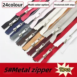 (10pcs)5# metal zipper silver teeth open tail titanium alloy teeth smooth jacket zipper 60cm