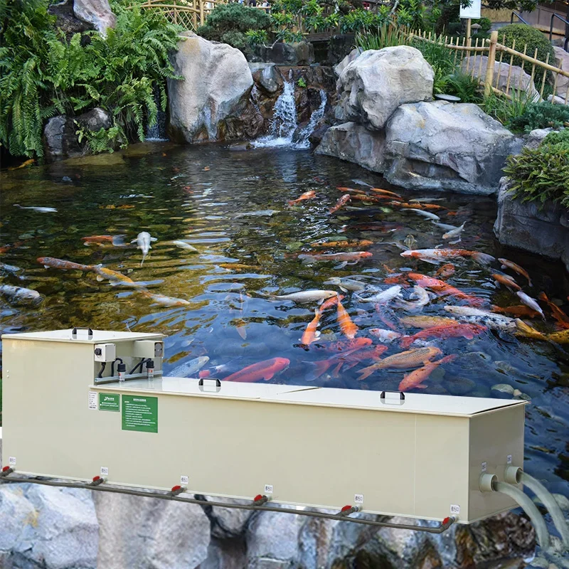 Equipo de filtración de piscinas de peces de paisaje Qlozone, filtro de tambor Bio Uv, sistemas de filtro de cámaras múltiples para estanques de peces Koi