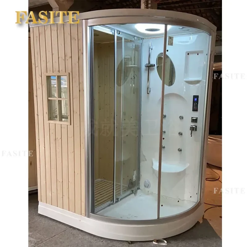 For Home Acrylic Integrated Shower Steam Sauna Room Wet Dry Dual Use Sweat Bath Enclosure Compact Household Spa Bathroom
