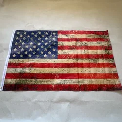 YIXIN 3x5Fts 90X150cm USA Vintage Style Tea Stained Old Antiqued American Flag hanging polyester banner For Decoration