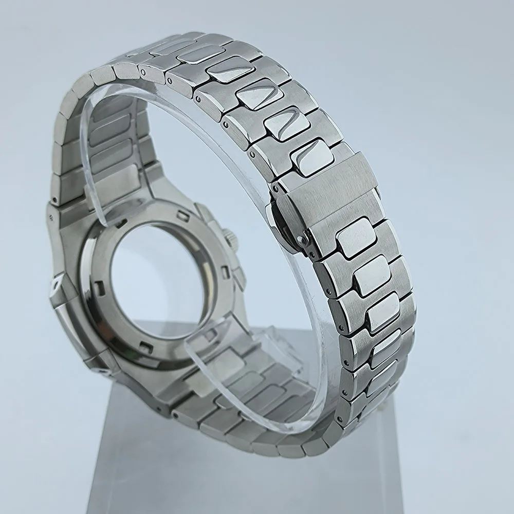 Siver caso 40mm caixa de relógio peças pulseira para nau modificado ajuste nh35 nh38 movimento vidro cristal safira