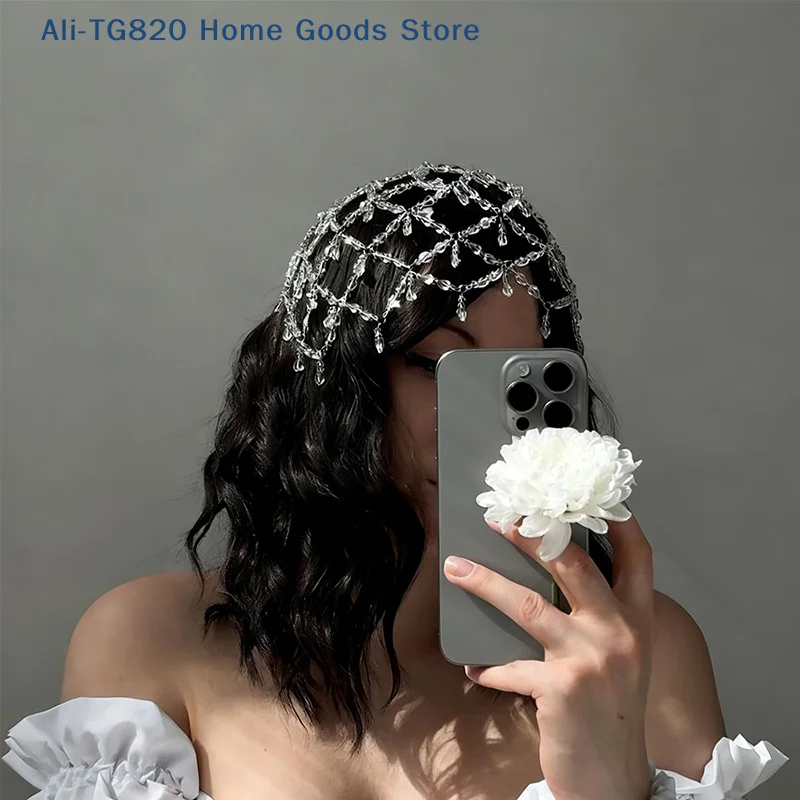 

[TG820]Tassel Headdress Jewelry Fashion Bling Hat Headbands Mesh Hair Chain Bridal Wedding Hair Accessory