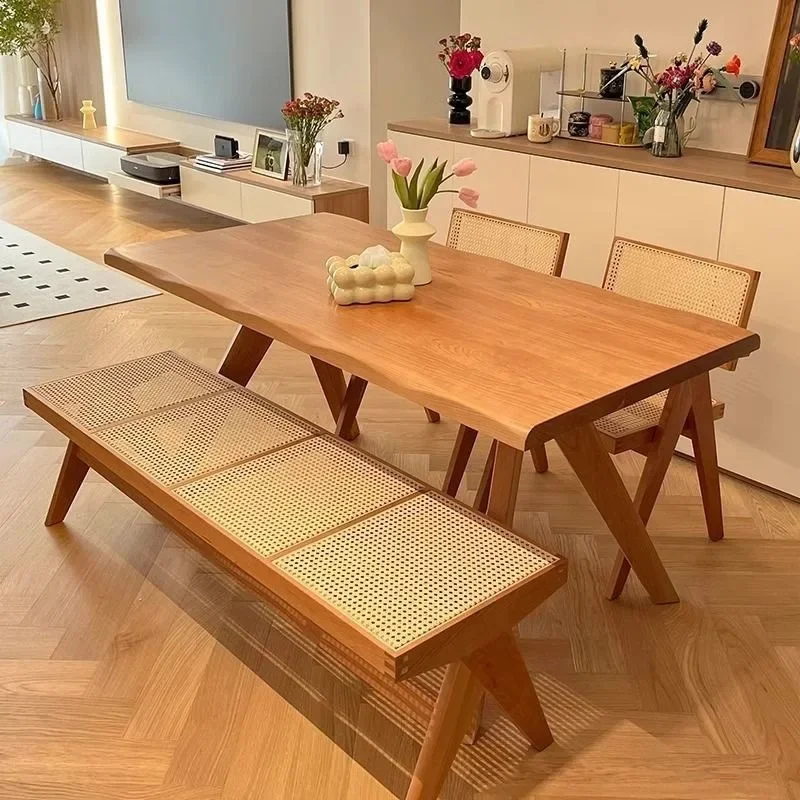 Solid wood dining table whale dining table and chair combination Nordic Japanese desk household rectangular workbench