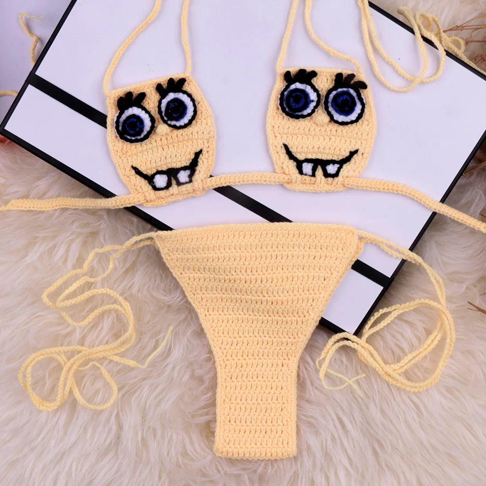 

Summer Handmade Crochet Bikini Women Swimwear Female Swimsuit Two-pieces Bikini set String Micro Outfits Bathing Suit Swim DIY