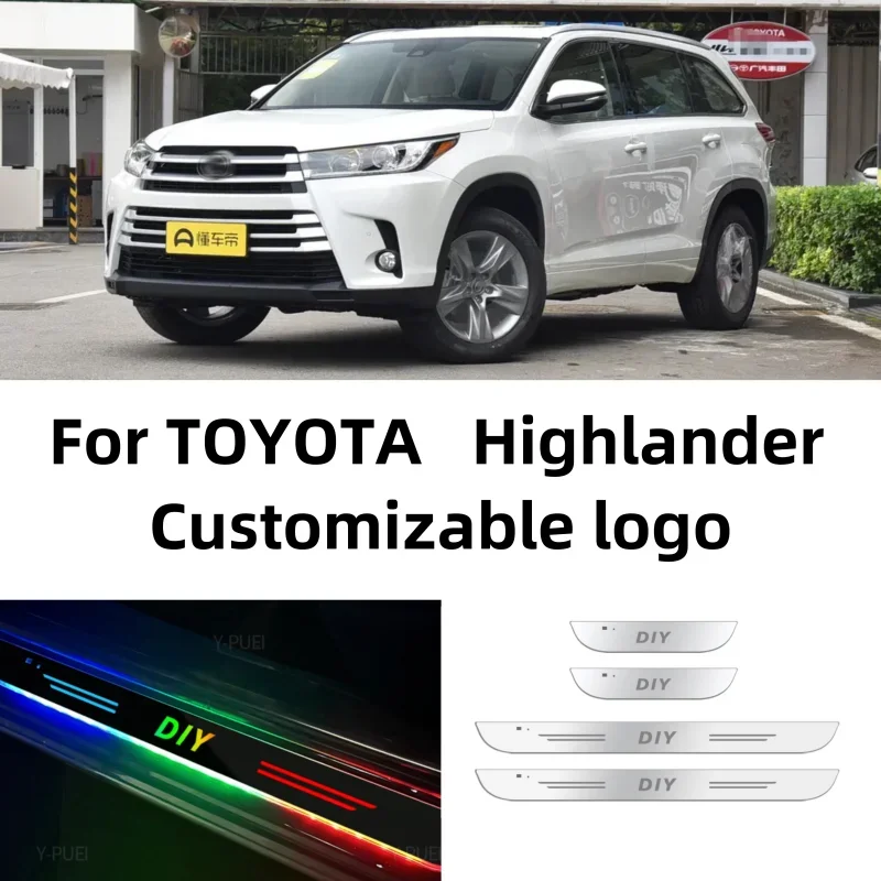 

For Toyota Highlander Kluger 2000-2023 2022 Car Door Sill Light Customized Logo LED Welcome Threshold Pedal Lamp Accessories