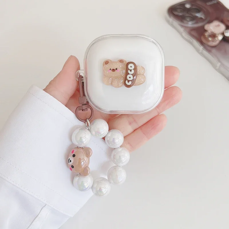 Korea Cute Cartoon Clear Earbuds Cover For Samsung Galaxy Buds FE 2 Pro Lovely Bracelet Earphone Case For Samsung Buds Live