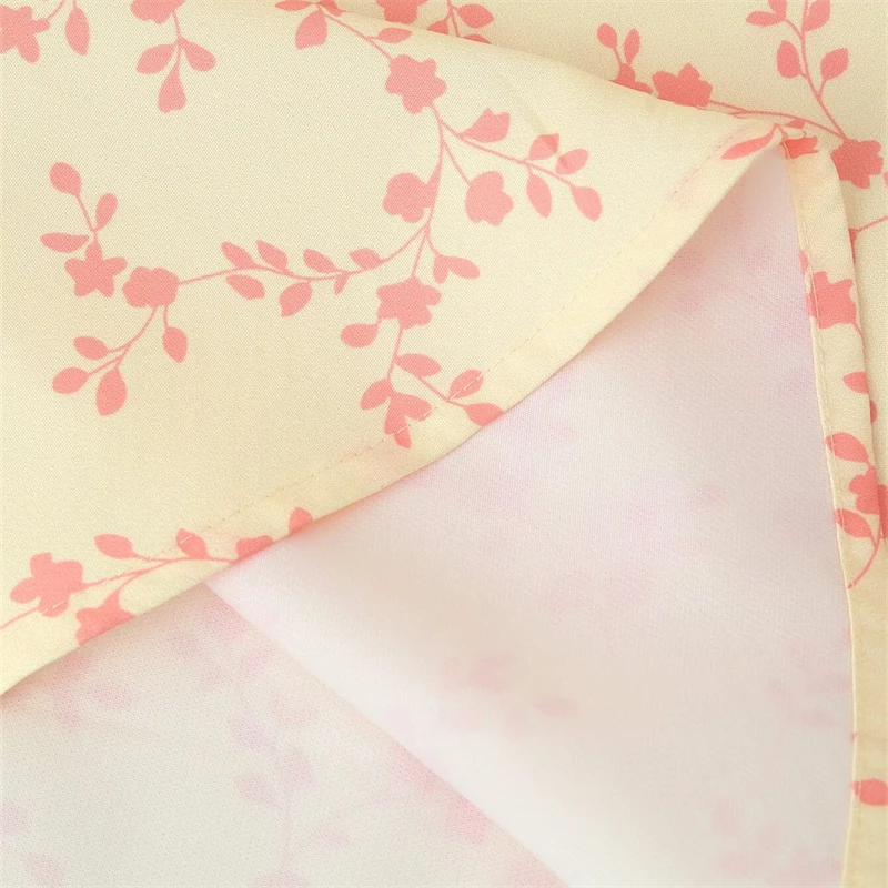 Keyanketian verão novo estilo de férias feminino com decote em v em camadas manga bolha vestido impresso fino saia rabo de peixe