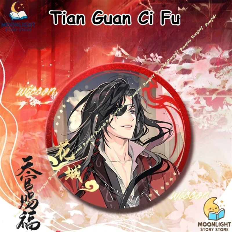 75mm Anime Merch Badge Tian Guan Ci Fu Hua Cheng Xie Lian Pendant Backpacks Clothing Accessories Gift For Fan Collectible