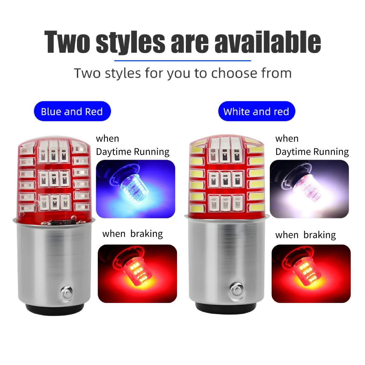 2PCS 1157 P21/5W LED Bulbs Car LED Silicone Dual-Color Signal Light 42SMD BAY15D Bulb Brake Reverse Parking Lamps