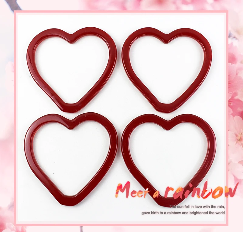 2/4Pcs 14cm Plastic Resin Heart Ring Bags Handle Women's Handbag WovenBag DIY Handmade Purse Frame Handles Bag Accessories