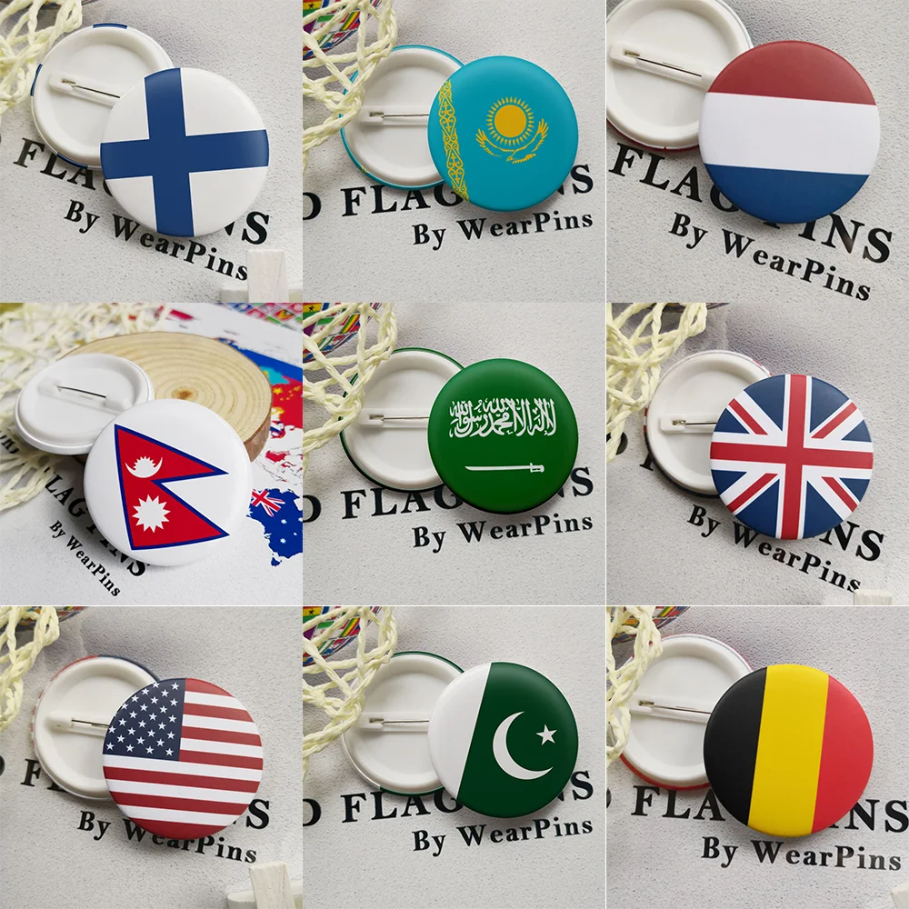 Czech Republic Greman USA Kazakhstan Saudi Arabia National Flag Chest Emblem  Brooches of Flags From All Over The World