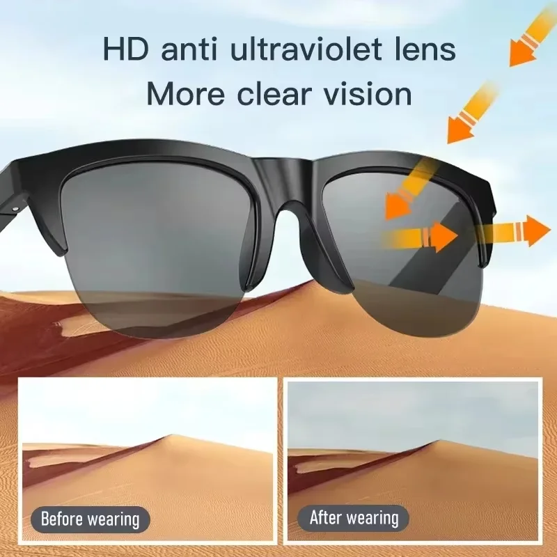 Good New Smart Sunglasses Glasses Bluetooth Call AI Intelligent Headphones HIFI Blue Light Waterproof Anti-UV For Men Women Gift
