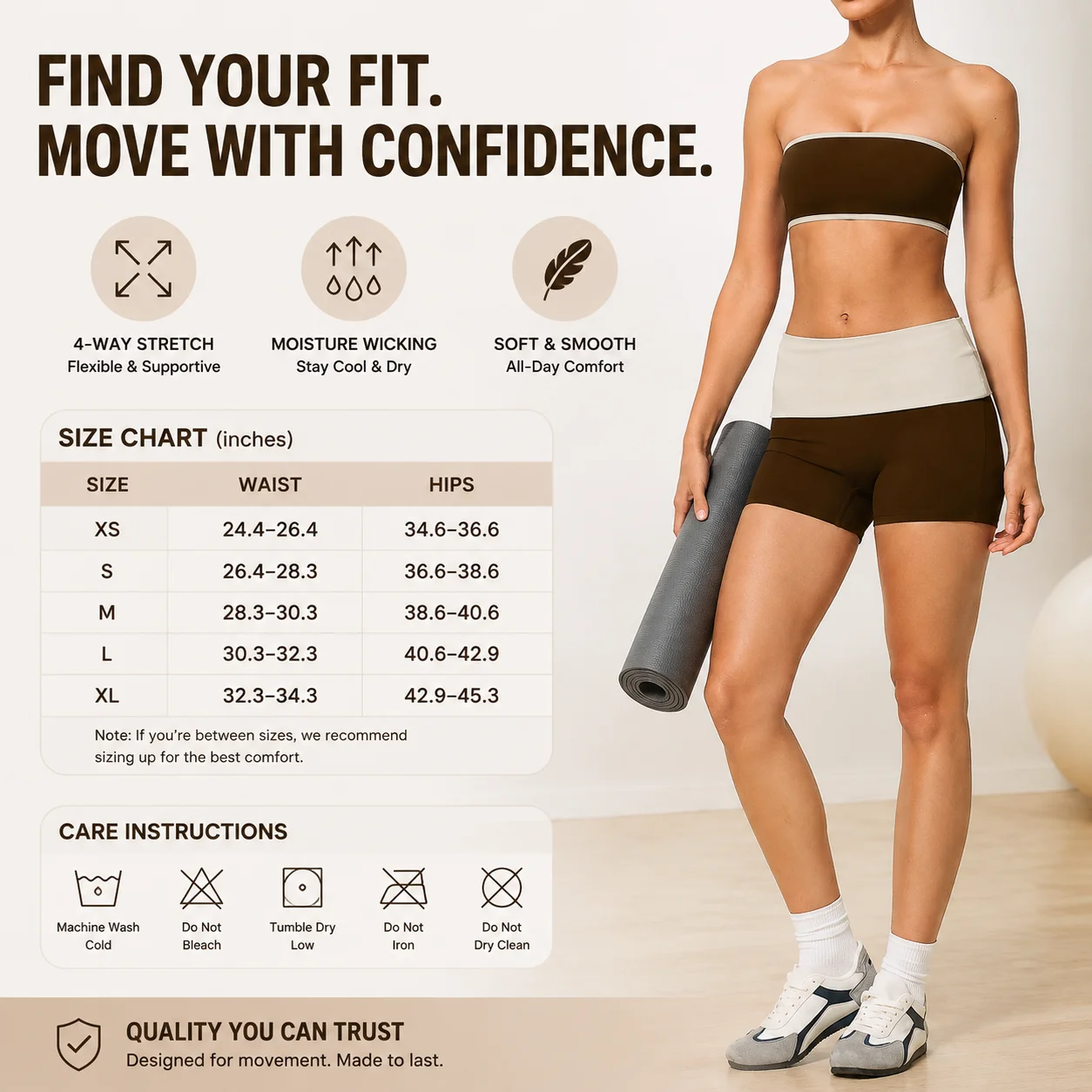 Women's Contrast Fold-Over Waistband Biker Shorts, Butt Lifting Gym Yoga Shorts, Stretchy Workout Bottoms