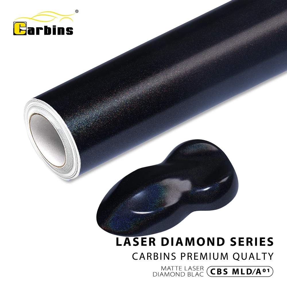 Folia samochodowa Carbins, hit sprzedaży, matowa, laserowa, diamentowa, czarna, PVC, bez pęcherzyków, do zmiany koloru karoserii, folia dekoracyjna.