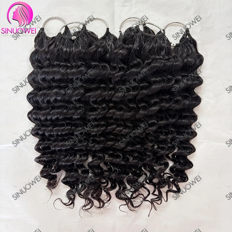 Deep Wave Crochet Human Hair Bundles Boho Braid Hair 100% Remy Pre-Separated Feather Invisible Crochet Hair Extensions For Women