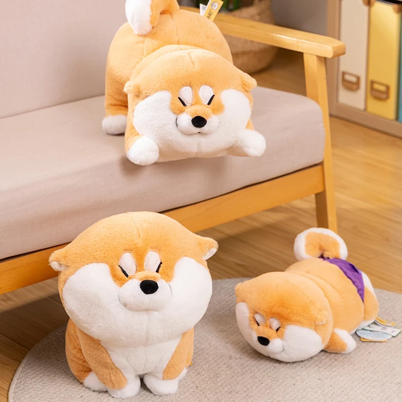 Lindo dibujo animado Akita perro de peluche de juguete suave Shiba Inu cachorro muñecos de peluche acompañan almohada para dormir para regalos