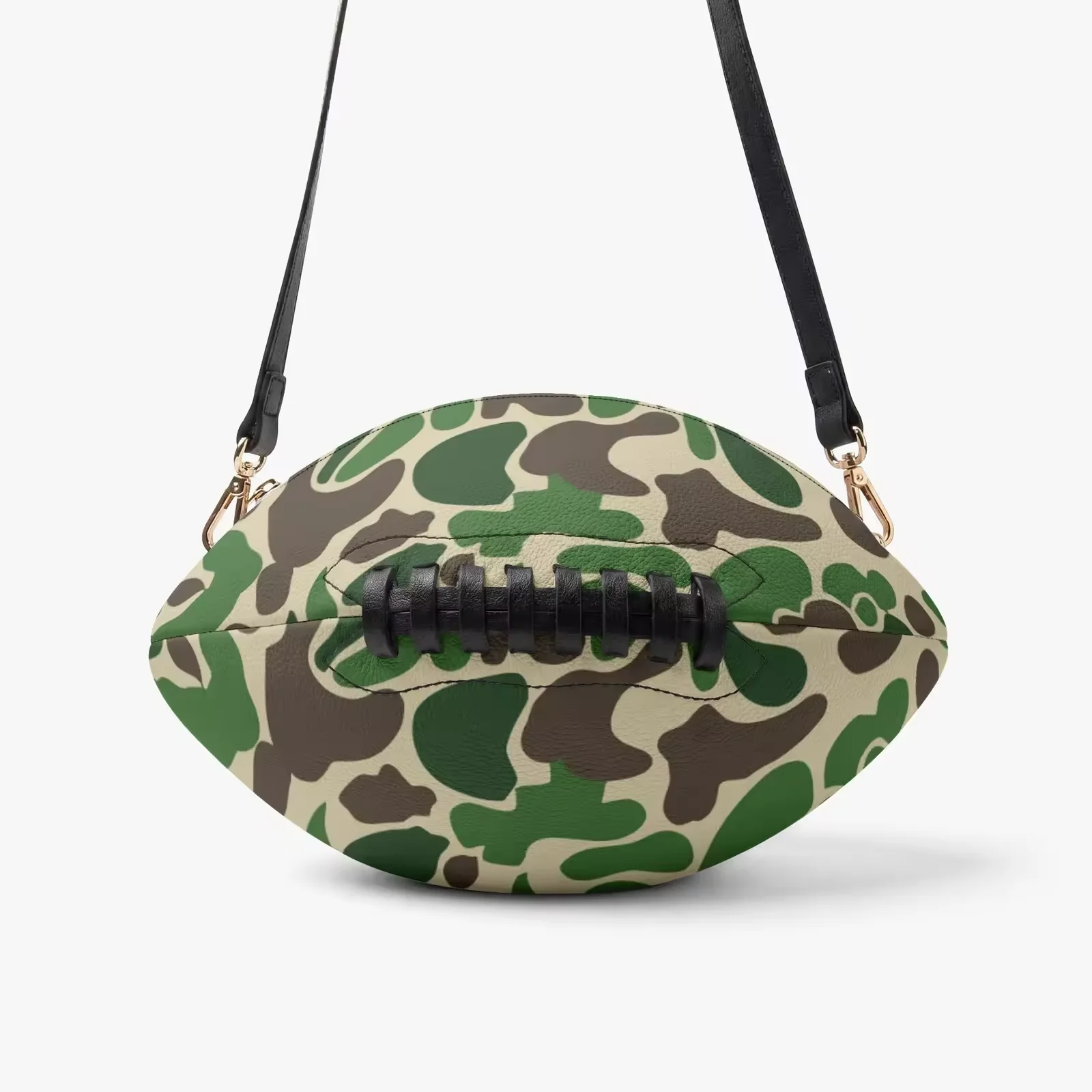 New Hot Sale Custom Pink Camo Print Crossbody Bag Women Novelty PU Rugby Ball Shoulder Purse with Adjustable Strap Party Handbag view 3