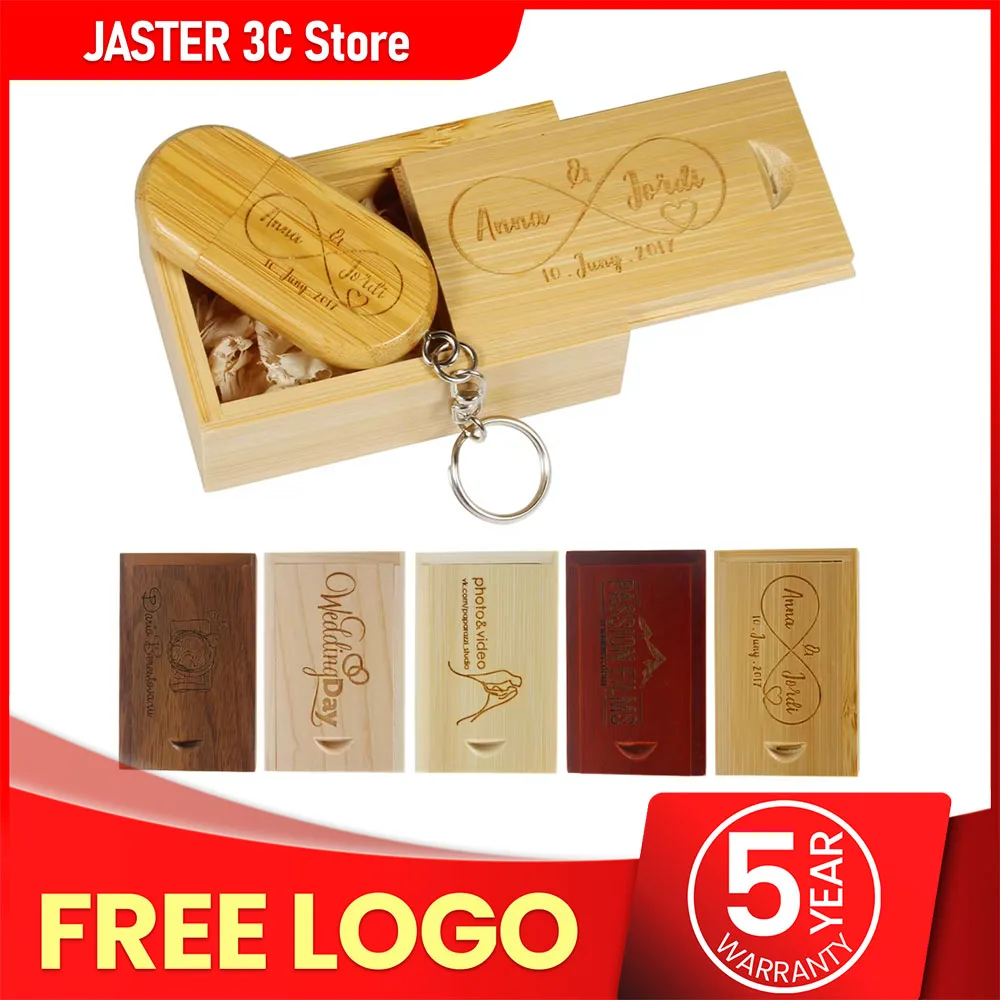 

JASTER 30 PCS / LOT USB 2.0 Pendrive 4GB 8GB 16GB 32GB 64GB 128GB Free Logo Wooden USB Flash Drive Wholesale Memory Stick Gifts