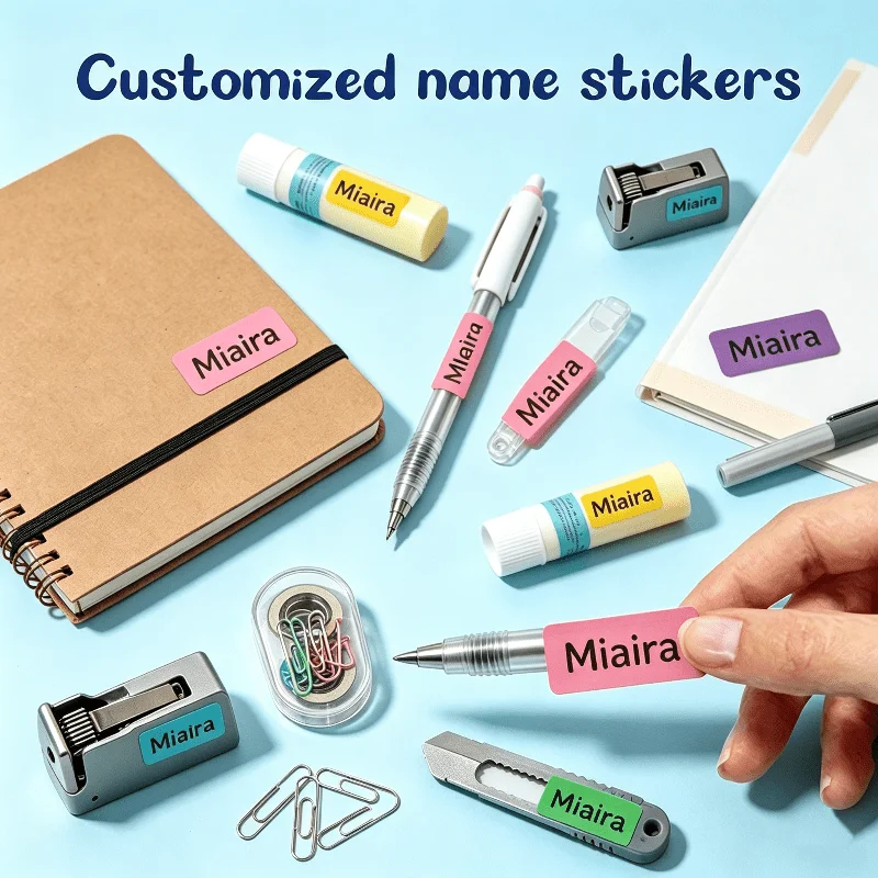 90Pcs Custom Waterproof Name Stickers Colorful - Personalized Designs Eco-Friendly Labels for School Bags, Books & Stationery