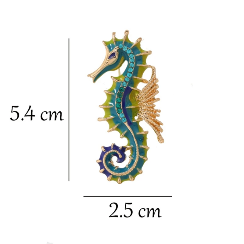 Vintage emaliowane koniki morskie broszka przypinki dla kobiet mężczyzna kolorowe w stylu Casual, imprezowa zwierząt broszki biurowe biżuteria