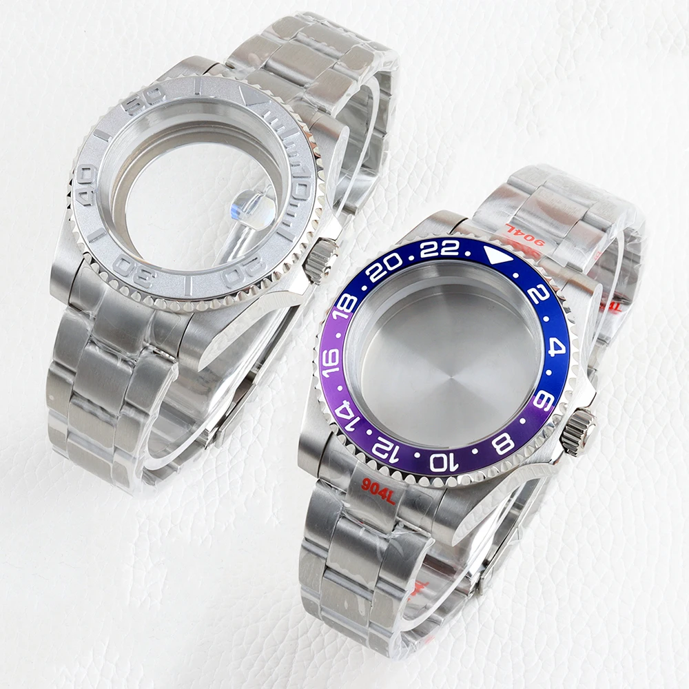 

40mm Watch Case 20mm Width Strap Brushed Oyster Bracelet for NH34 NH35 NH36 NH38 Movemennt 28.5mm Dial SUB Yacht-Master GMT Case