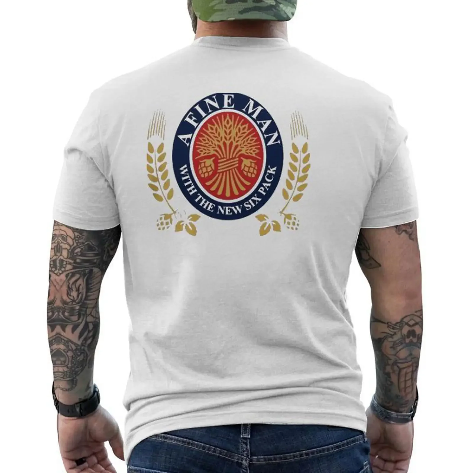 Beer Dad Bod A Fine Man With The New Six Pack Mens Back Print T shirt Mazezy vintage Washed Soft fashion Comfortable streetwear