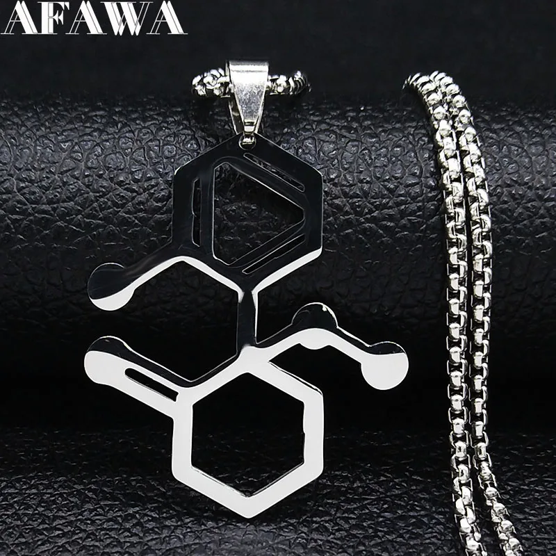 Ketamine Molecule Stainless Steel Farmacia Necklace Multipolar Neuron Biology Psychology Necklaces Jewellery Collar Mujer N1133
