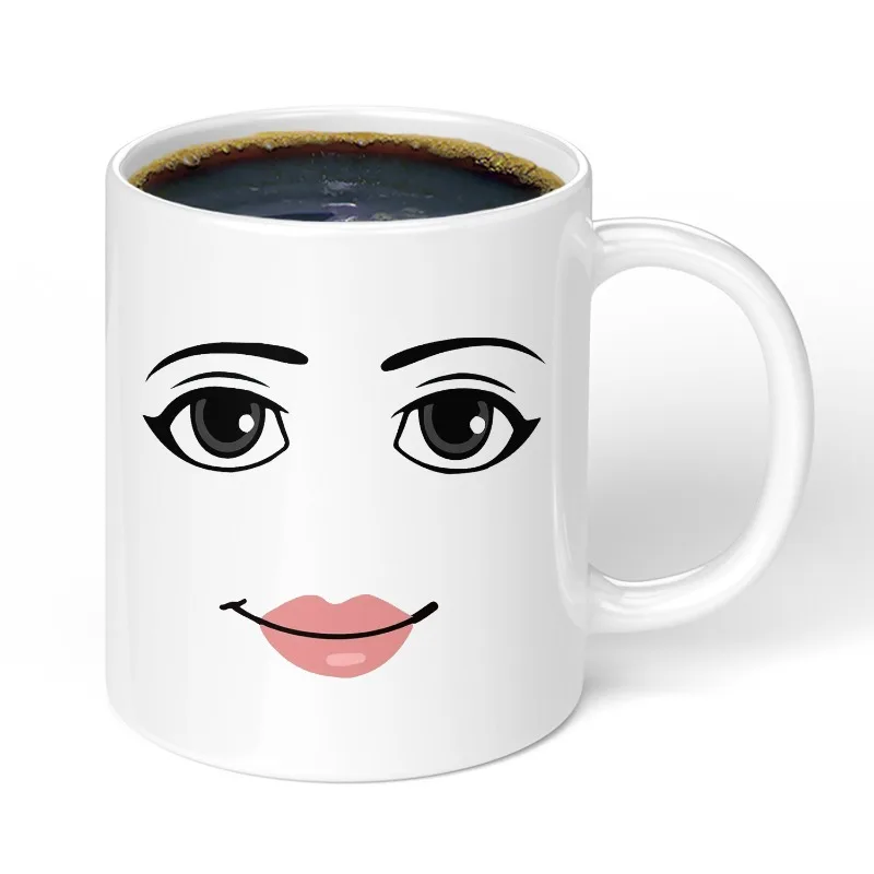 Cangkir Keramik Pasangan Gambar Kartun Game Roblox Cangkir Susu Kopi Perifer Anime Hadiah Ulang Tahun Pelajar Pria Wanita Lucu